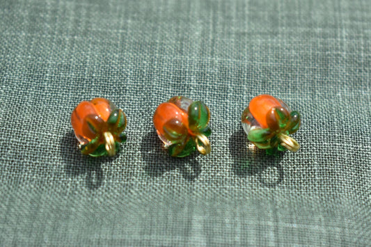 Persimmon Glass Buttons -Cute Orange Fruit Buttons for Clothing, DIY Crafts, Knitting and Embellishments