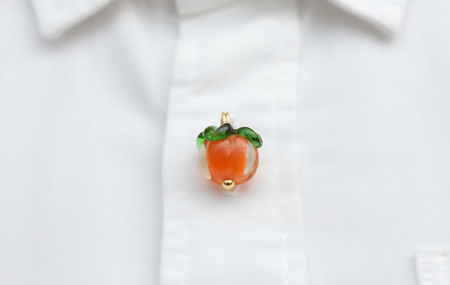 Persimmon Glass Buttons -Cute Orange Fruit Buttons for Clothing, DIY Crafts, Knitting and Embellishments