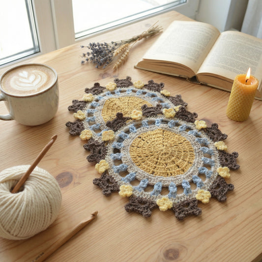 Bear Flower Coaster Pattern + Video Tutorial