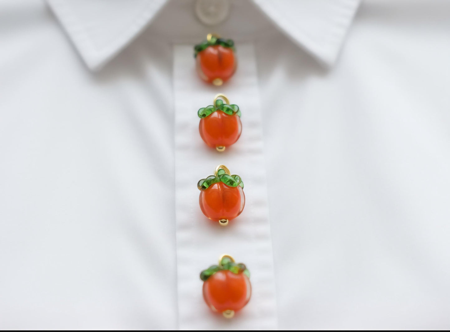 Persimmon Glass Buttons -Cute Orange Fruit Buttons for Clothing, DIY Crafts, Knitting and Embellishments