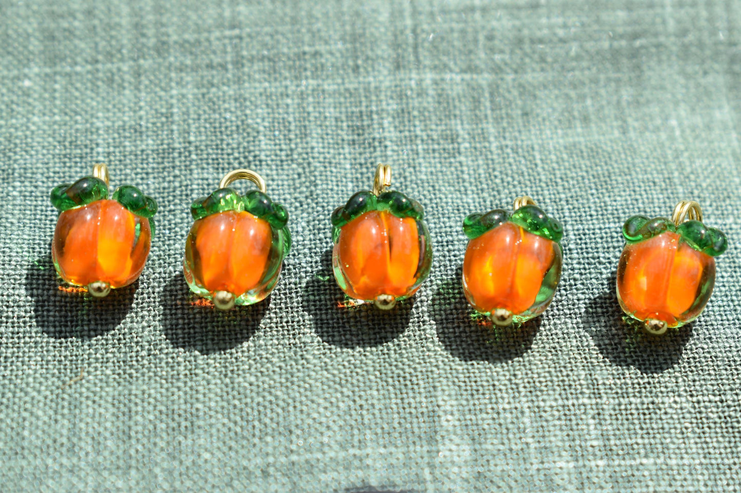 Persimmon Glass Buttons -Cute Orange Fruit Buttons for Clothing, DIY Crafts, Knitting and Embellishments