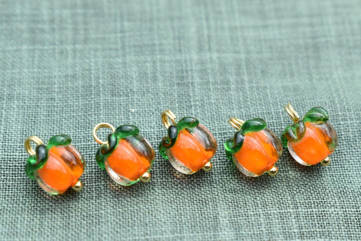 Persimmon Glass Buttons -Cute Orange Fruit Buttons for Clothing, DIY Crafts, Knitting and Embellishments